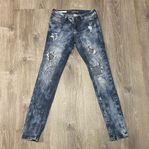 Decree Super Skinny Distressed Jeans | Medium Wash Stretch Denim | 5
